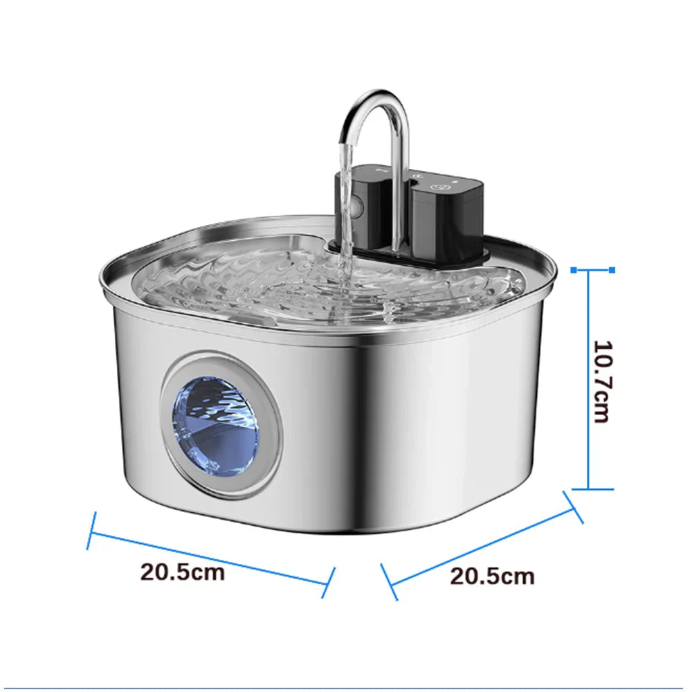 Cat Water Fountain Stainless Steel Wireless Auto...