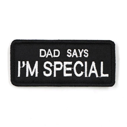 Dog Harness Patch Black With White Embroidery Dad Says...