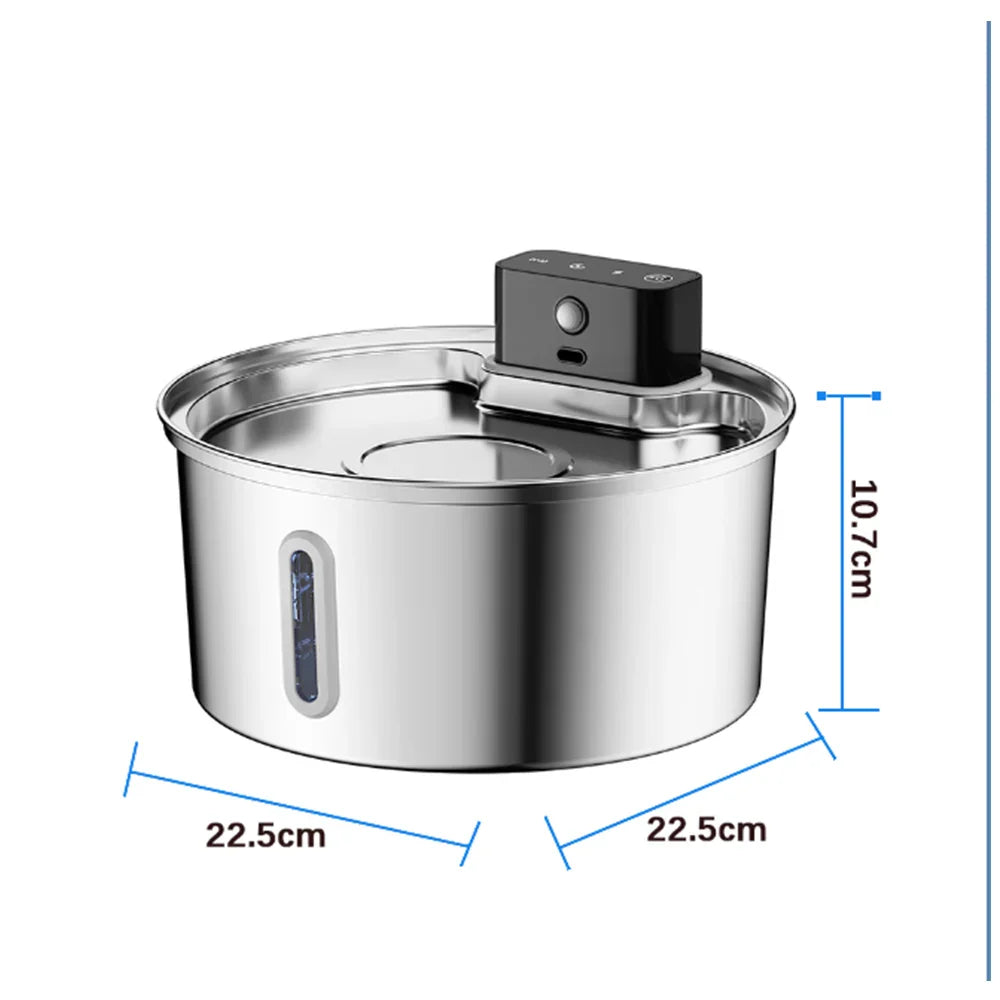 Cat Water Fountain Stainless Steel Wireless Auto...