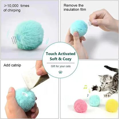 Interactive Cat Toy Ball - Plush Electric Catnip...