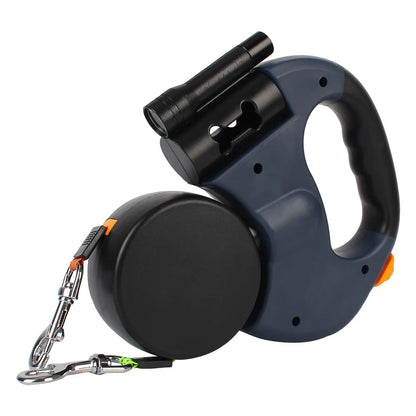 Dual Dog Leash 3m Retractable with Flashlight & Waste...