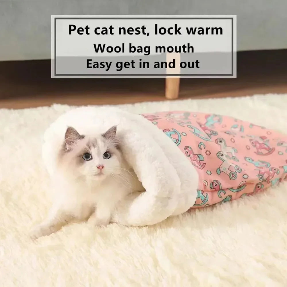 Self Warming Cat Bed - Soft Plush Cat Sleeping Bag for...
