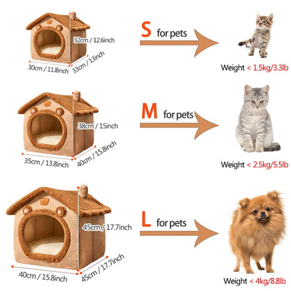 Foldable Pet House Removable Washable Cat House for...
