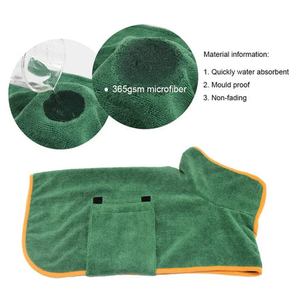 Microfiber Dog Bathrobe Towel - Adjustable Absorbent...