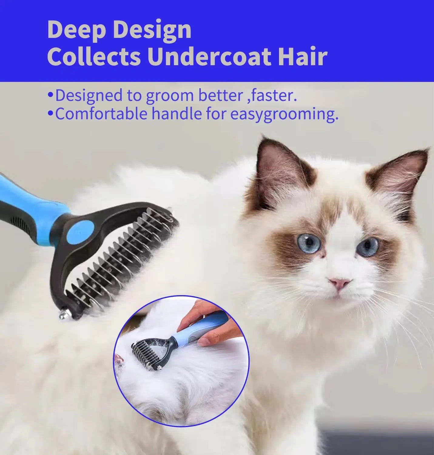 Pet Grooming Care Deshedding Brush for Dogs & Cats - Fur...