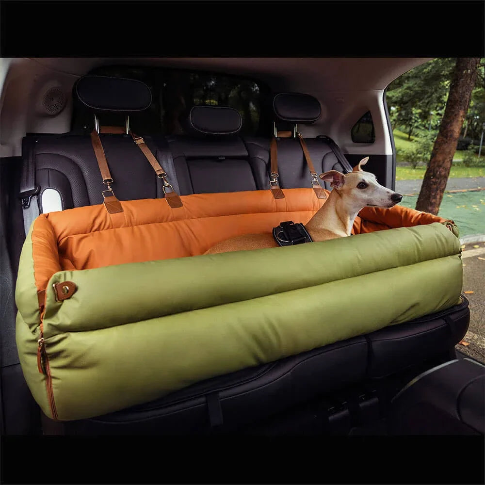 Pet Outing Lathe Luxury Faux Leather Dog Car Seat...