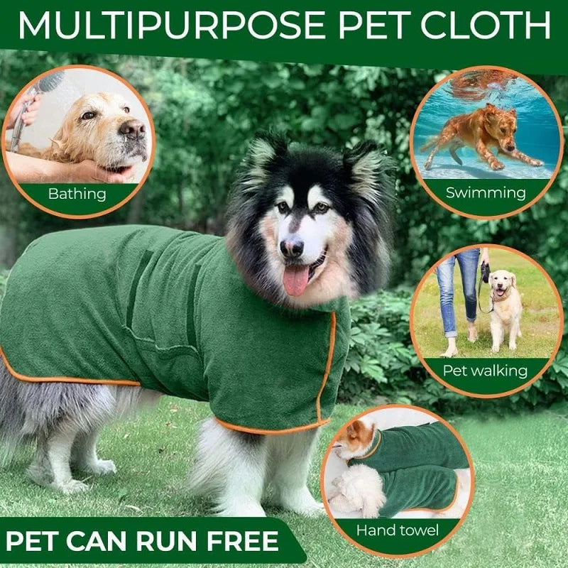 Microfiber Dog Bathrobe Towel - Adjustable Absorbent...