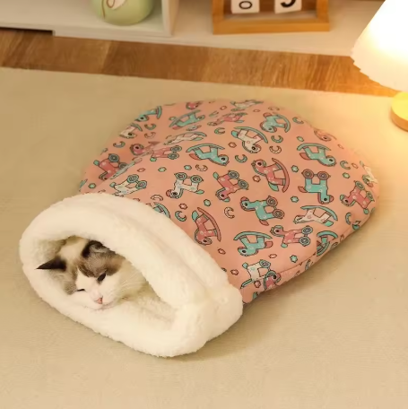 Self Warming Cat Bed - Soft Plush Cat Sleeping Bag for...