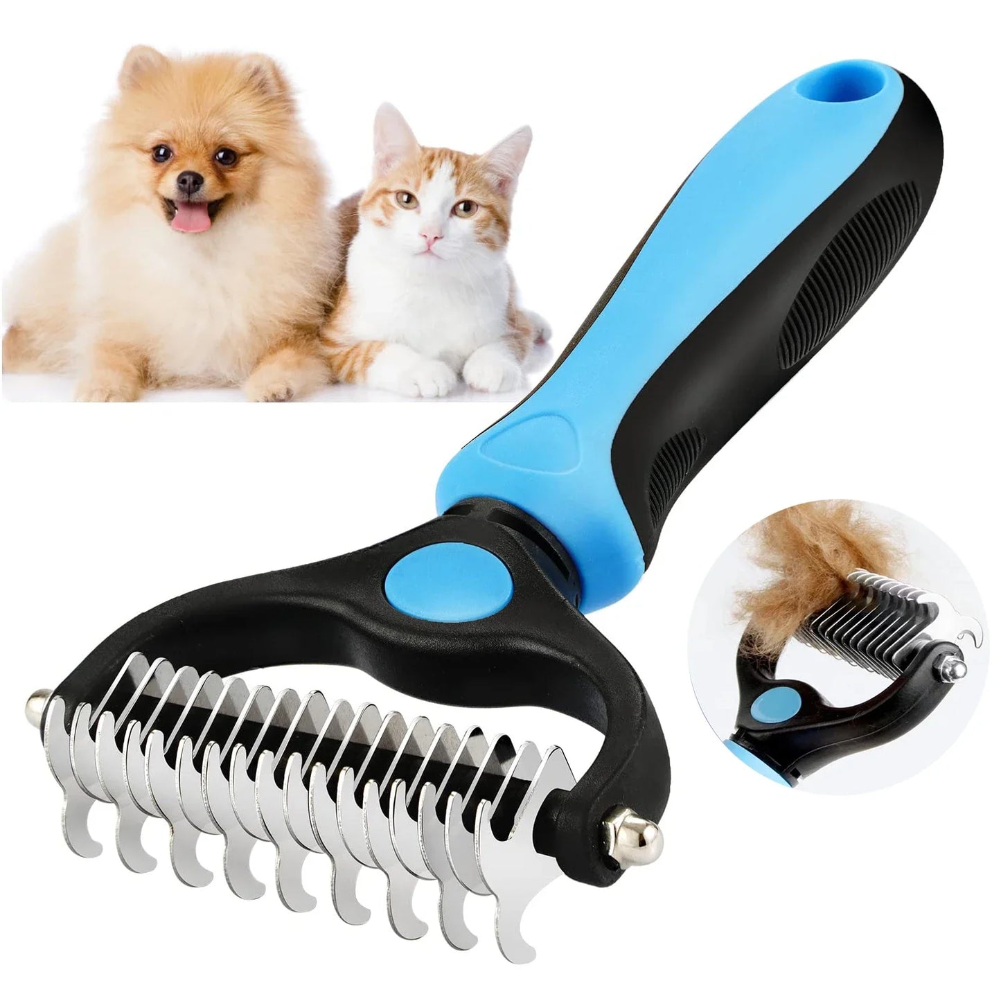 Pet Grooming Care Deshedding Brush for Dogs & Cats - Fur...