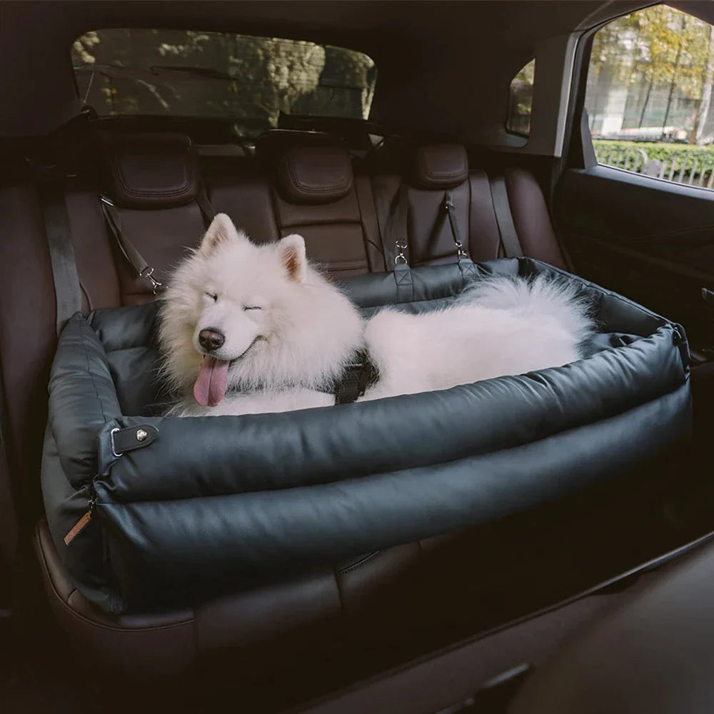 Pet Outing Lathe Luxury Faux Leather Dog Car Seat...