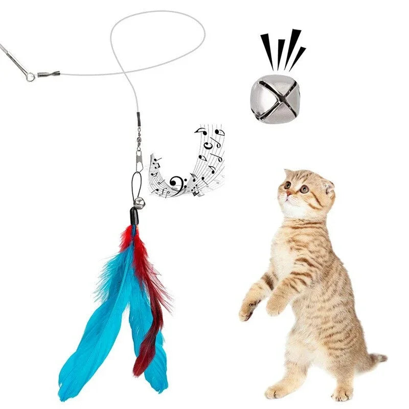 Replacement Cat Feather Toy Set - Retractable Cat Stick...