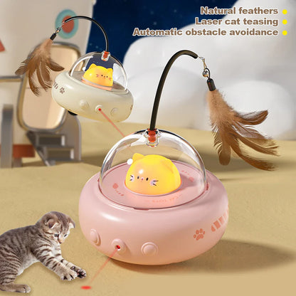 Electric Cat Interactive Toy with Feather Teaser Wand...