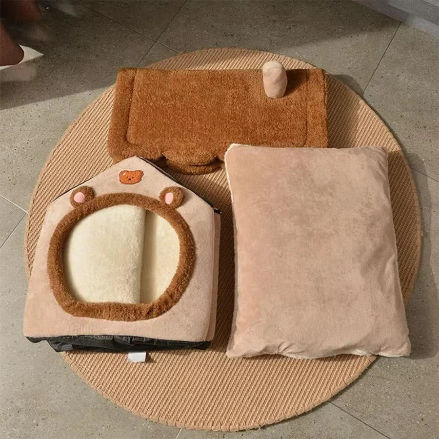 Foldable Pet House Removable Washable Cat House for...