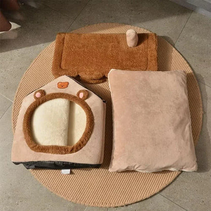 Foldable Pet House Removable Washable Cat House for...