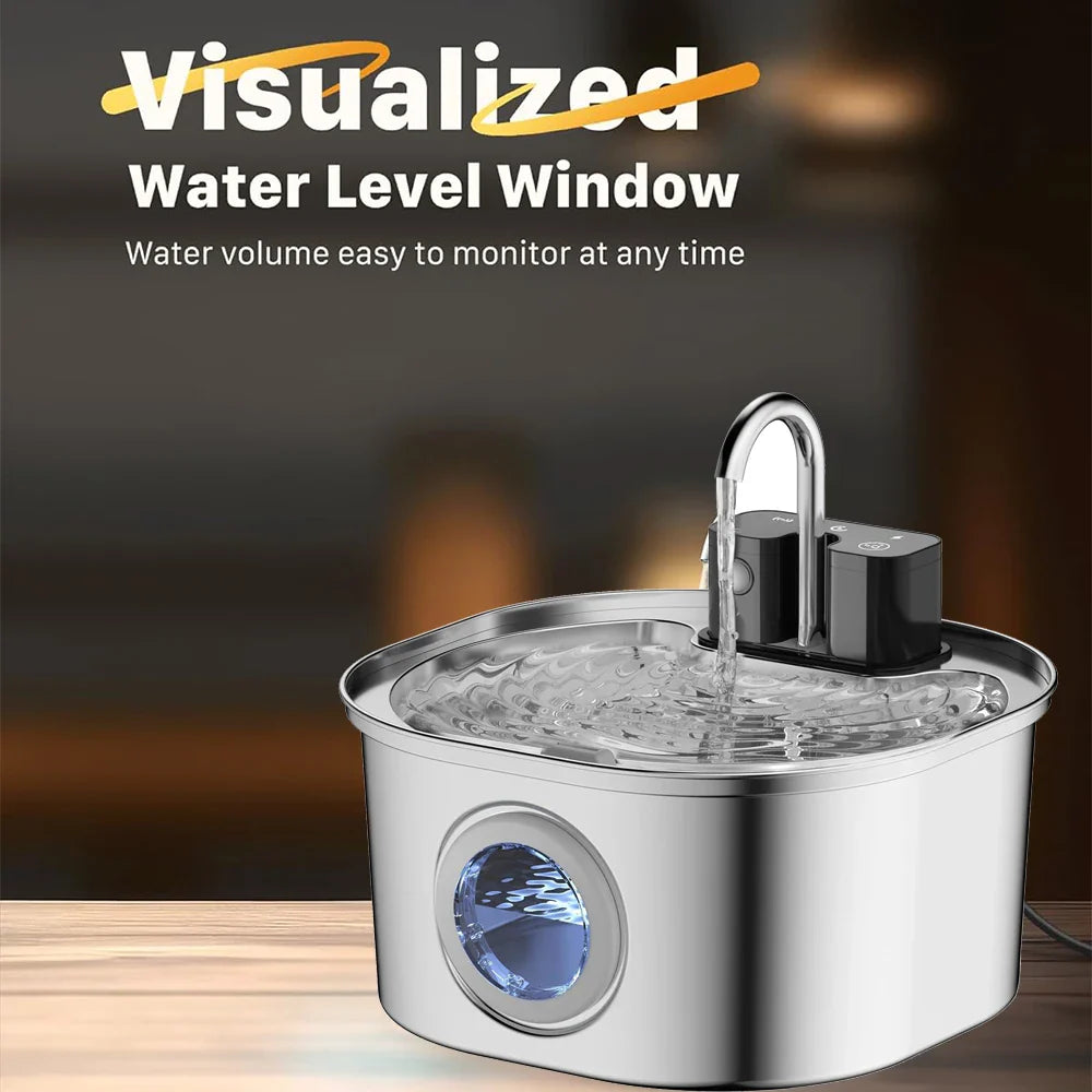 Cat Water Fountain Stainless Steel Wireless Auto...