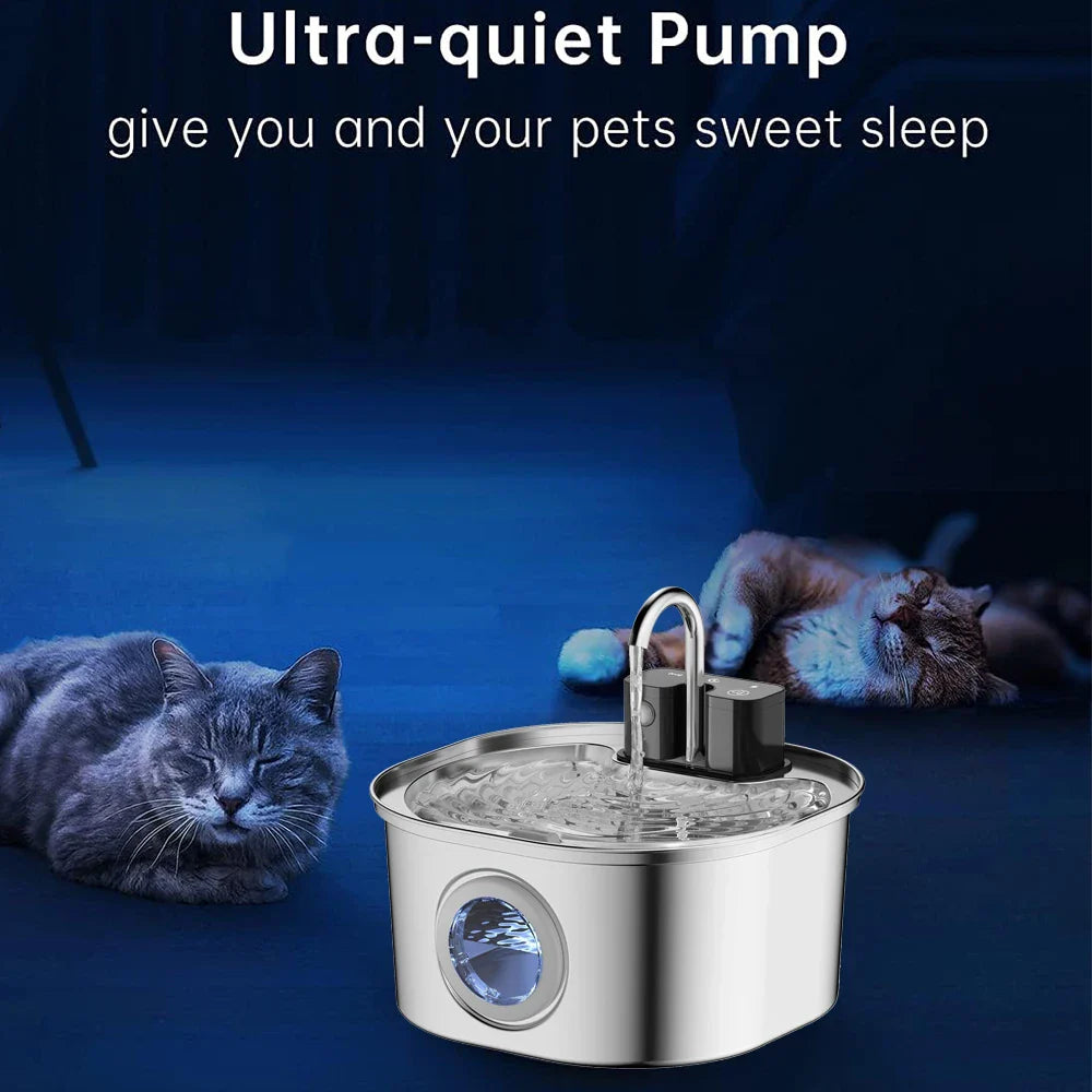 Cat Water Fountain Stainless Steel Wireless Auto...