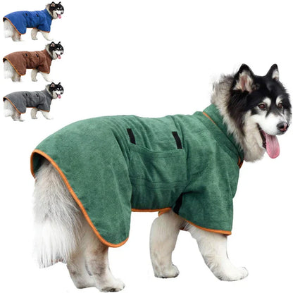 Microfiber Dog Bathrobe Towel - Adjustable Absorbent...