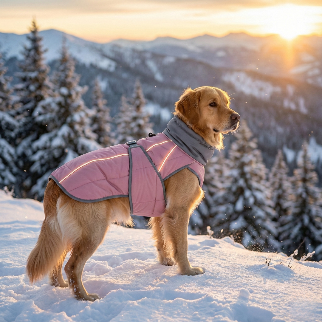 Water-Resistant Dog Coat With Reflective Strips And...