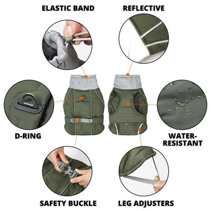 Water-Resistant Dog Coat With Reflective Strips And...