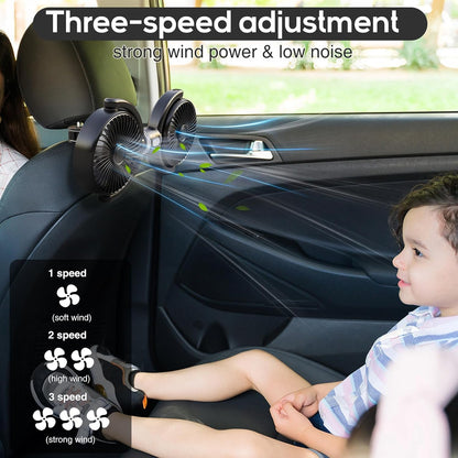 Backseat Car Fans for Pets Dual Cooling With Adjustable...
