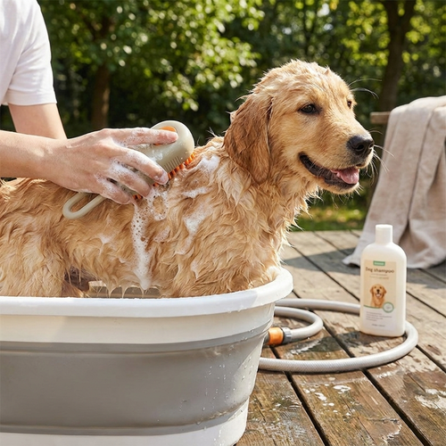 3-in-1 dog cat steamy brush in use