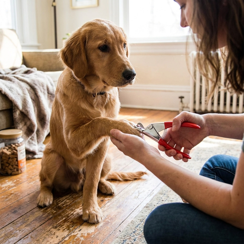 Pet nail clipper in use
