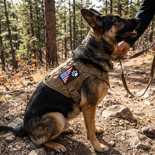 USA flag paw patch on dog harness
