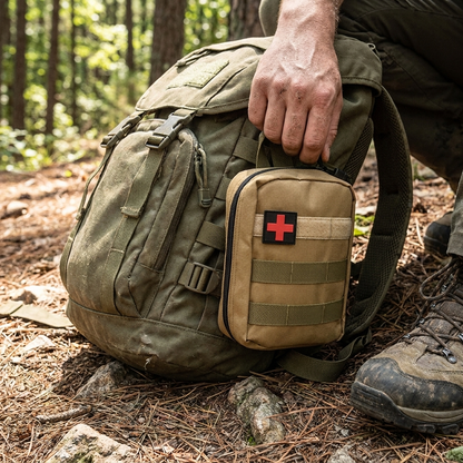 Tactical first aid kit pouch in use