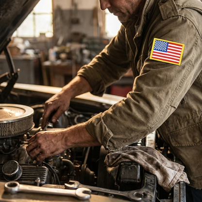 American flag patch on dog harness