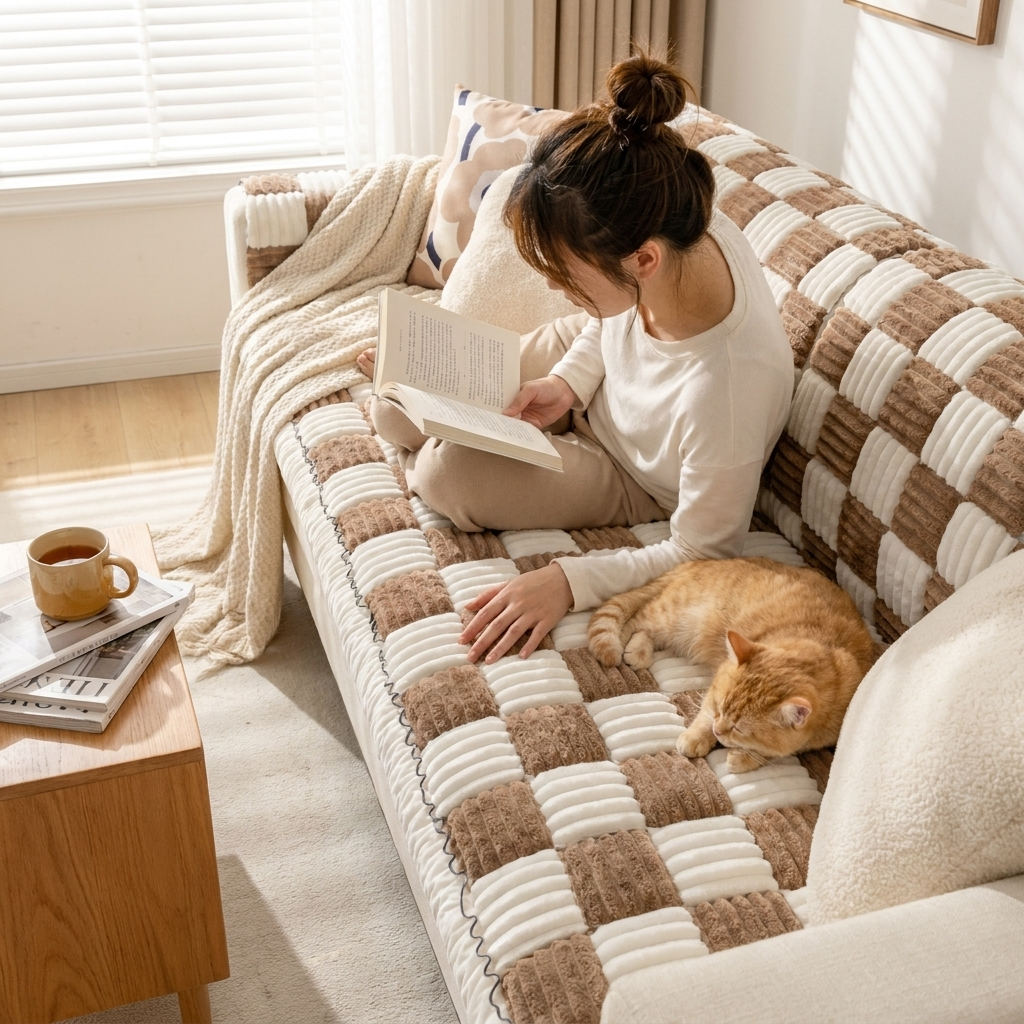 Orthopedic couch cover with pet