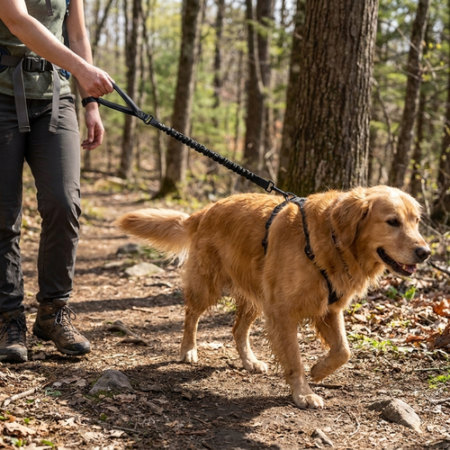 Tactical double-handle dog leash in use