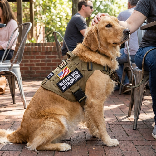 Dog harness patches set in use