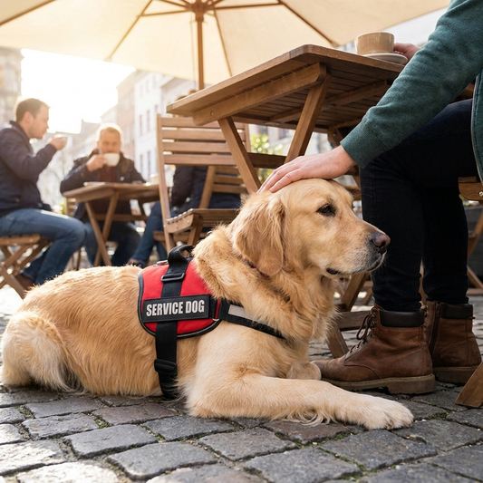 Service dog patch on harness