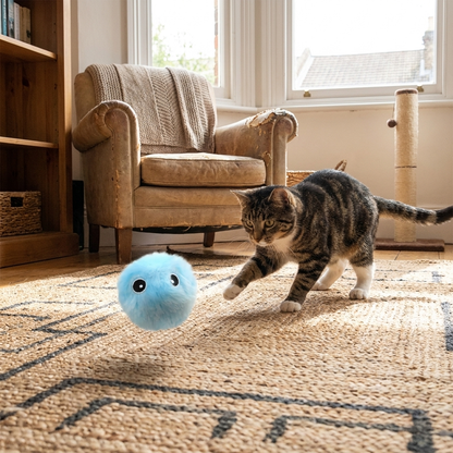 Interactive electric cat ball toy in use