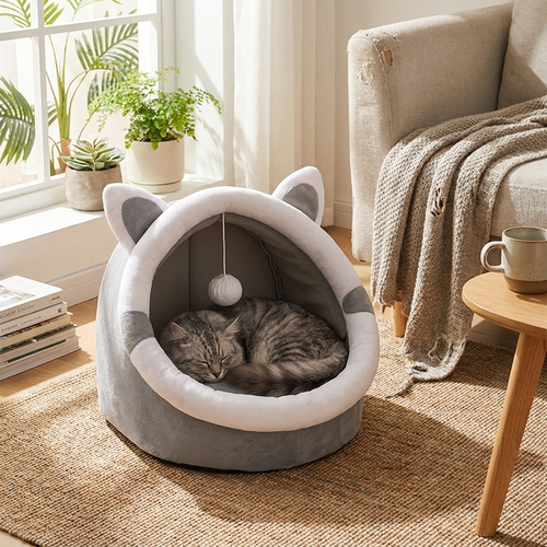 Cat cave nest house in use