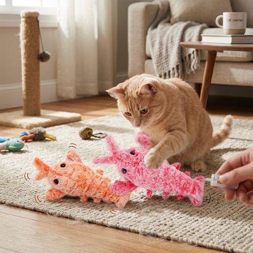 Electric Jumping Shrimp Pet Toy