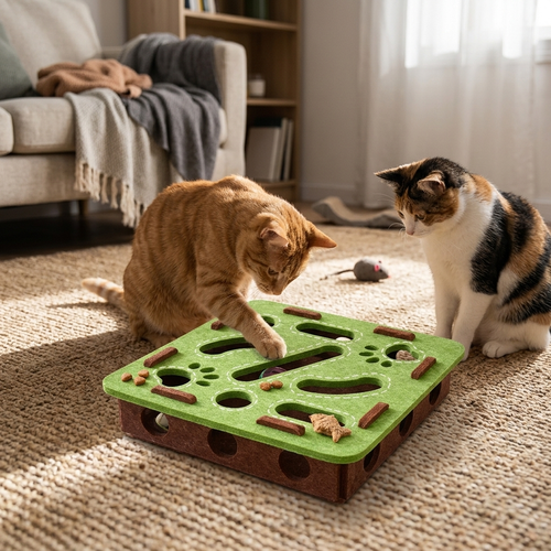 Felt Interactive Cat Puzzle Toy Box