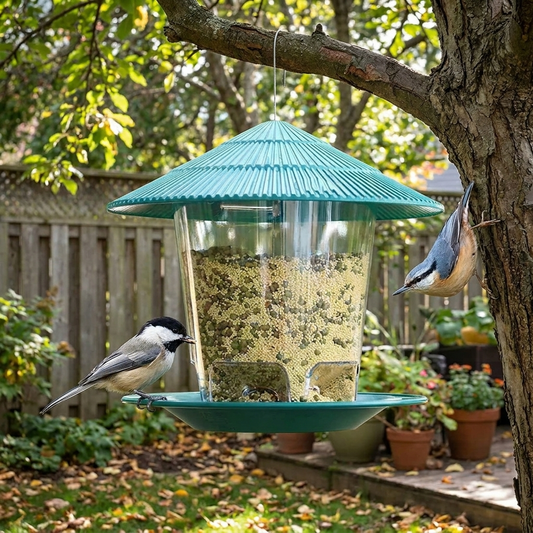 Hanging Bird Feeder with Automatic Seed Dispenser