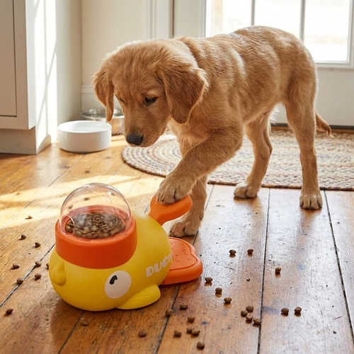 Interactive Cartoon Duck Dog Puzzle Feeder