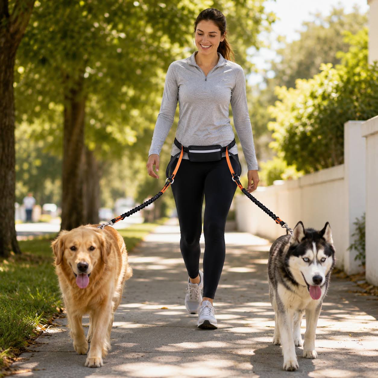 Dog Leash Double-Handle Hands-Free Bungee Reflective...