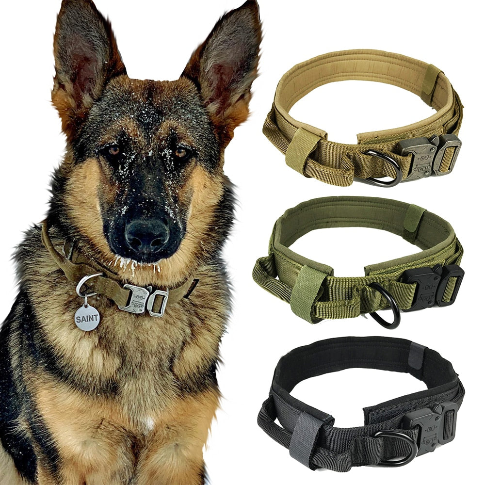 Dog Collar Tactical K9 With Patch Panel Top Handle...